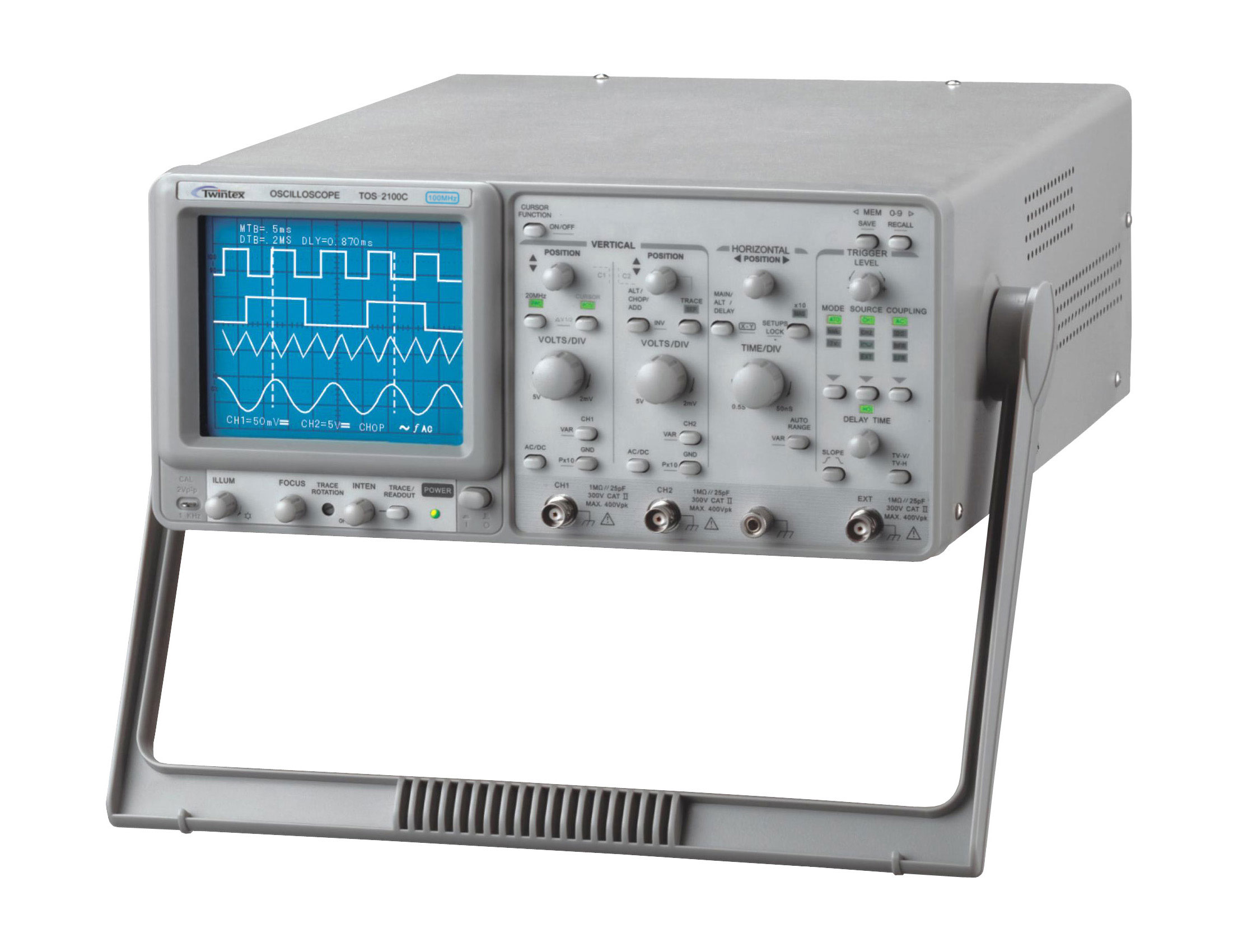 TWINTEX TOS-2100C двойной трассировки аналоговый осциллограф 20 МГц 100 аналоговый осциллограф