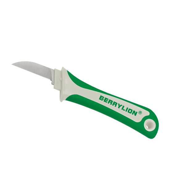 Berrylion Stainless Curved Wire Skning Knife Portable Insulated Electrician Stripping Cable Wire Stripper Electrician Tool