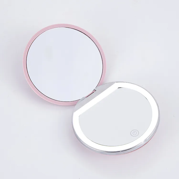 Рекламный продукт, бизнес подарок, индивидуальная этикетка, маленькое круглое пластиковое светодиодное карманное зеркало для макияжа