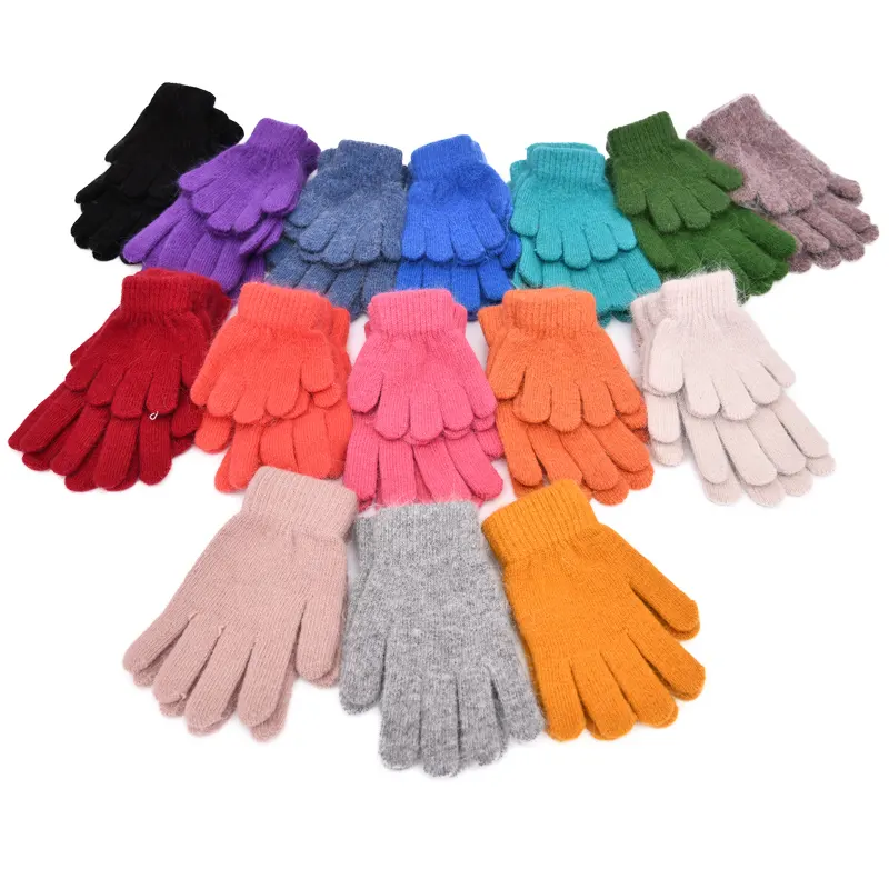 Ручные перчатки, оптовая продажа, модные детские шерстяные вязаные перчатки для мам, теплые зимние женские шерстяные вязаные перчатки