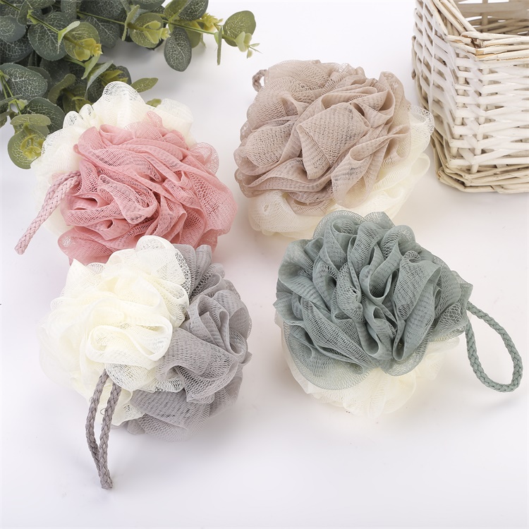 Губка для мытья тела разных цветов loofah, оптовая продажа, сетчатая губка для ванны, мягкие большие пышные шарики для душа с веревкой