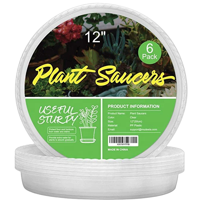 6 Pack of 12 inch Clear Durable Plastic Plant Saucer Plastic Flower Plant Pot Saucer