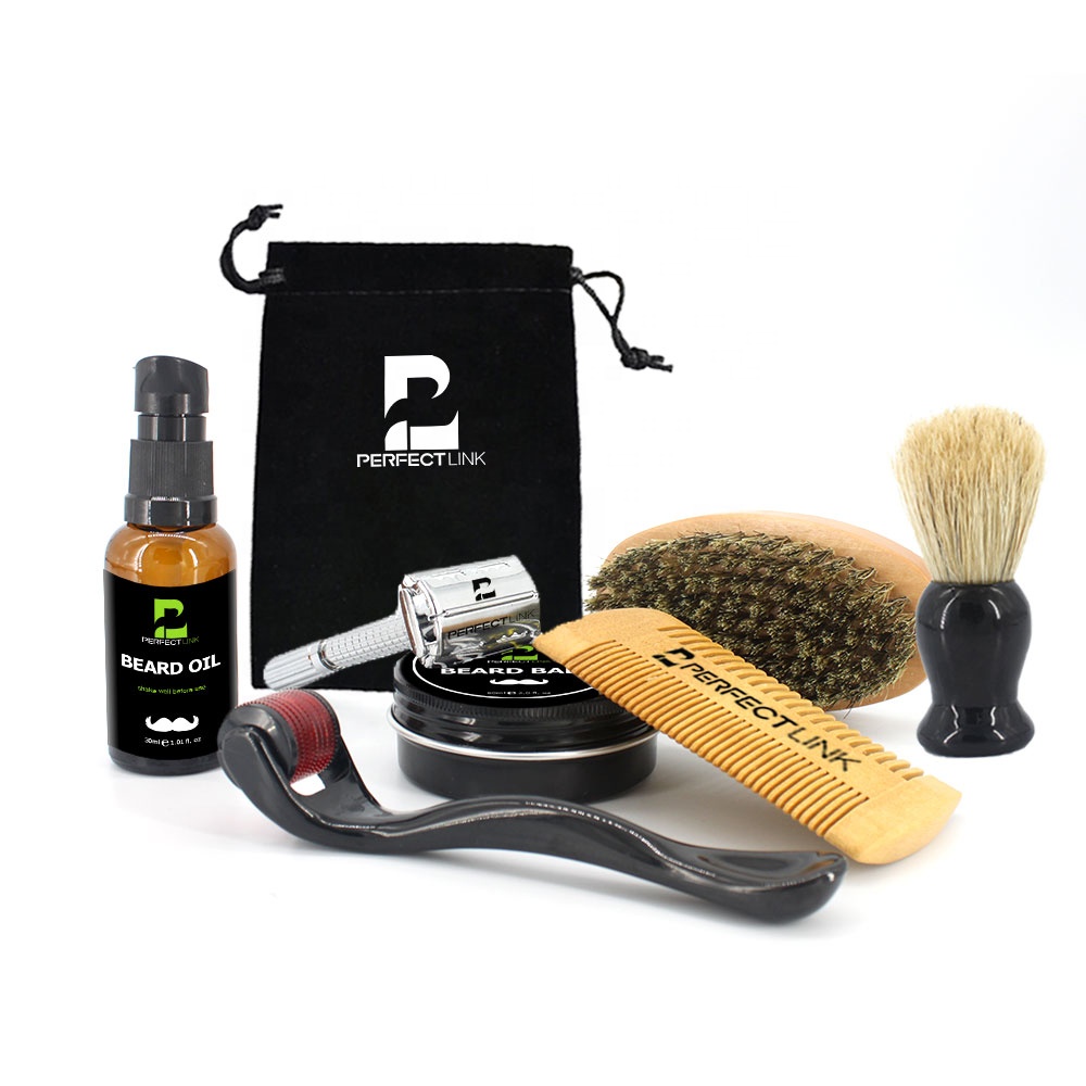 Perfect Linl Private Label Organic Mens Vegan Beard Care Growth Oil Products Balm Grow Set Beard Growth Kit