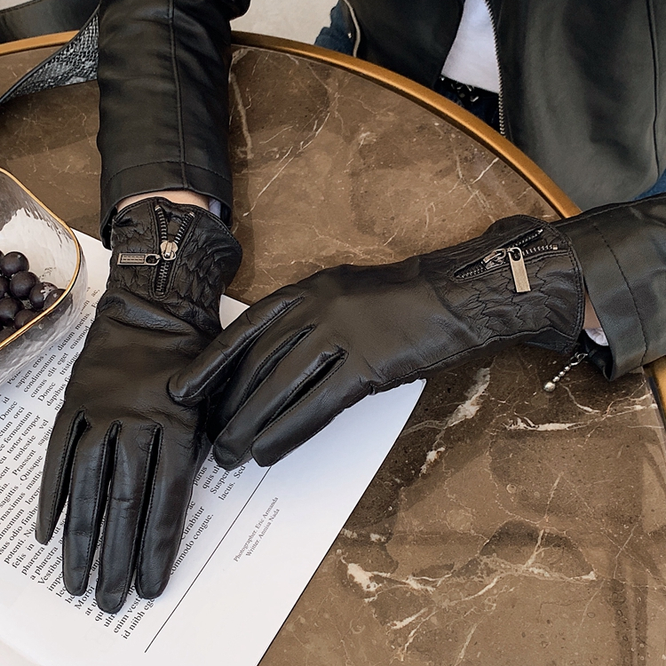 Fashion genuine sheepskin leather gloves women leather gloves