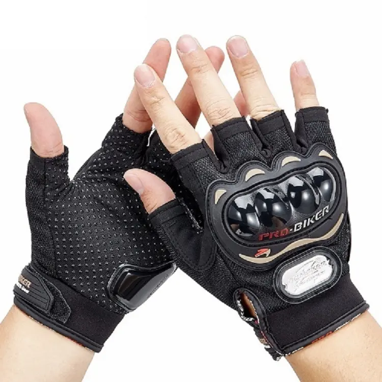 Custom Wholesale 3D breathable mesh fabric Half Finger Motorcycle Gloves Leather Riding Gloves