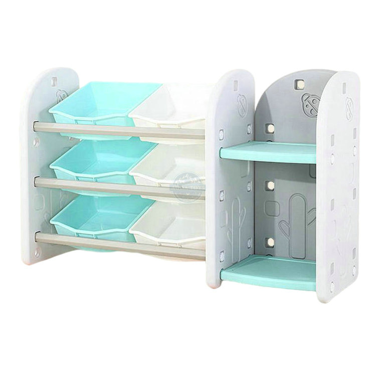 Audatoys A06201C 2021 Custom Wholesales Functional Plastic Kids Toy Storage Rack and book shelf