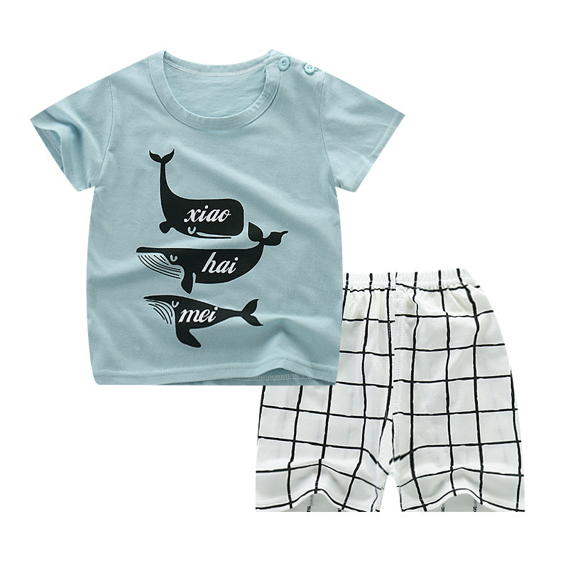 Cheap 100% Cotton Short Sleeve Newborn Baby Girl Boy Clothing Sets Summer Baby Short Sleeve Sets