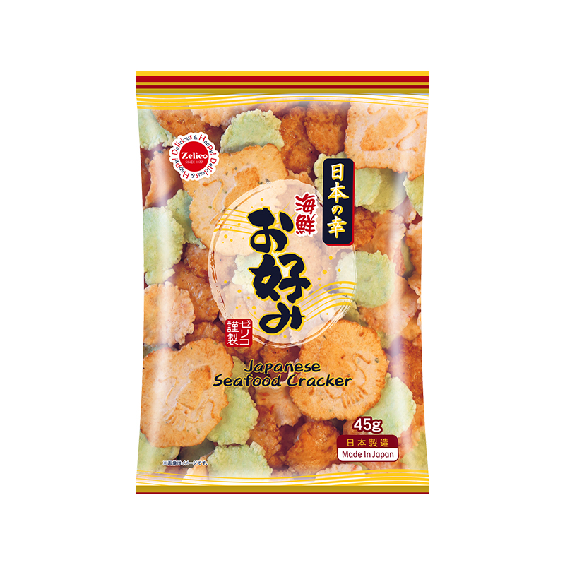 Японские закуски, морепродукты, органический рисовый крекер KAISEN OKONOMI 45 г