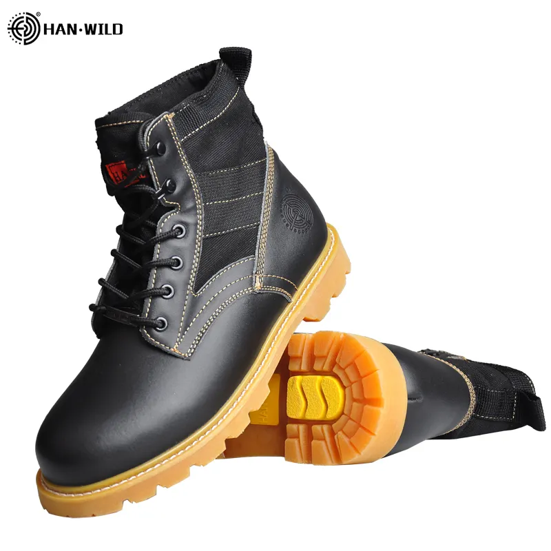 HAN WILD Men High Quality Military Leather Boots Special Force Tactical Desert Combat Men's Boots Outdoor Shoes Ankle Boots