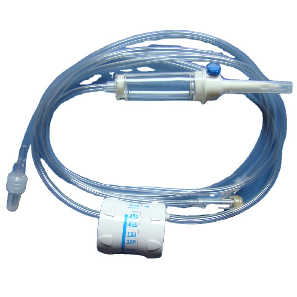 Medical disposable flow regulator infusion set with Y port