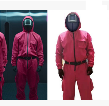Amazon Hot Sale Squid Game Cosplay Jumpsuit Round Six Square Circle Triangle Plastic Mask Suits For Halloween Party Costume