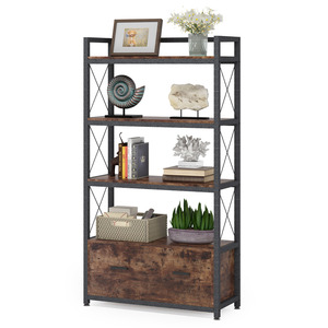 Metal Wood Combination One Drawer Vertical 4 Tier Filing Cabinet