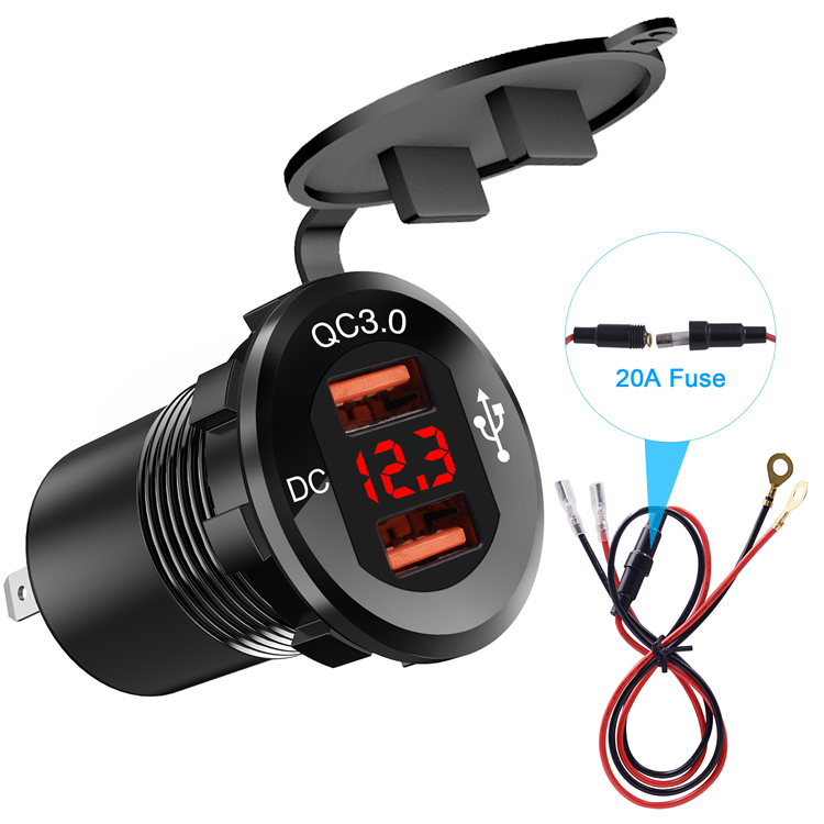 Горячая Распродажа Высокое качество 12V-24V Dual QC3.0 автомобиль лодка автобус мотоцикла USB зарядное устройство с розеткой