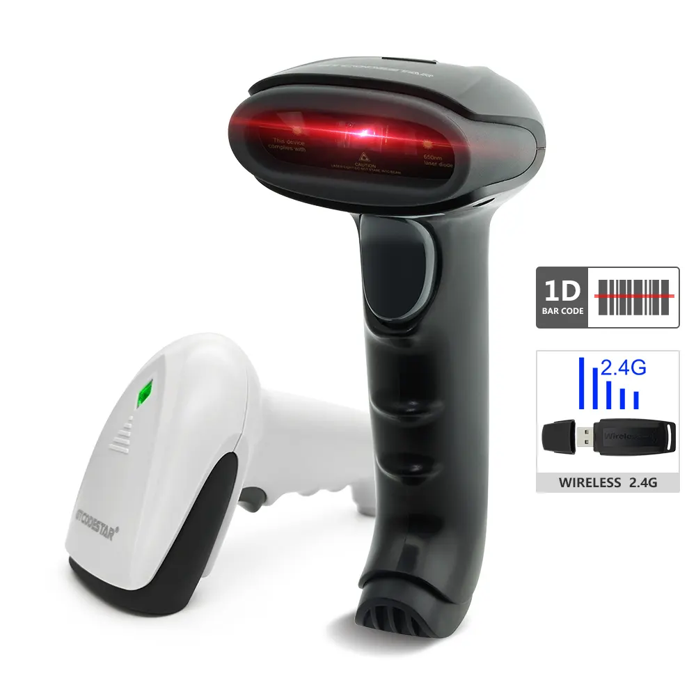 Wireless 2.4G 1D laser handheld 100meters distance barcode scanner usb with inventory mode for warehouse