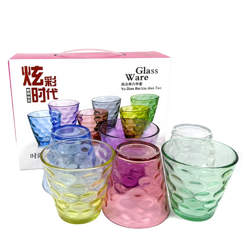 Amazon hot sell 6 pcs water glass cup Creative color high quality coffee cup