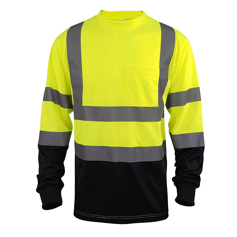Светоотражающая безопасная футболка Hi Vis Class 3 оранжевого цвета с длинным рукавом