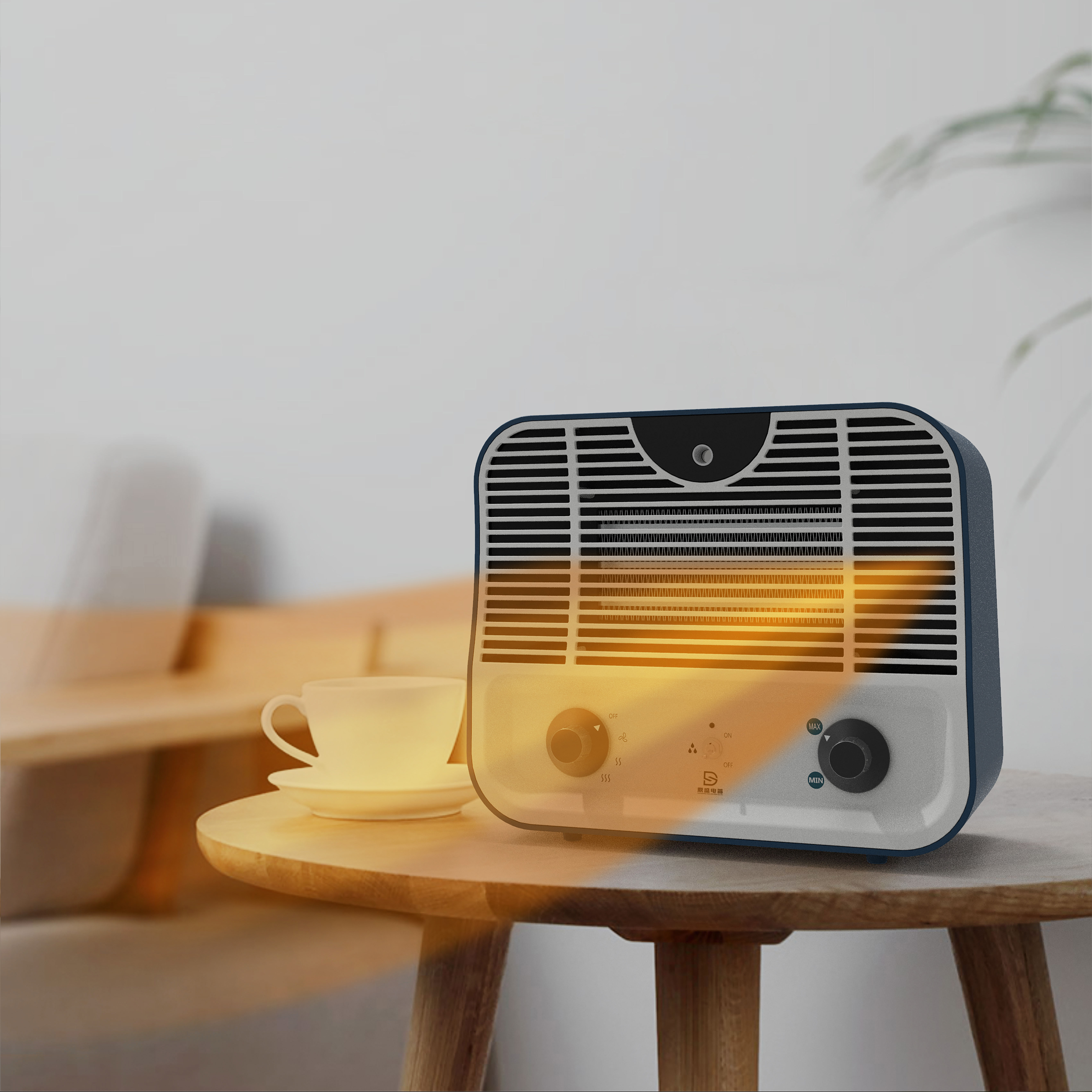 Desktop Electric Fan Heater PTC Ceramic Space Heater With Humidifier Function 3s Fast Heating Fan Heater For Bedroom Warmer