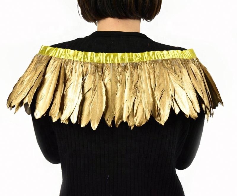 Wholesale Dyed Various Colors Gold Goose feather Fringe Carnival Feathers Goose trimming