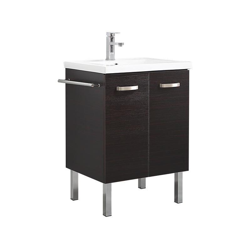 Waterproof Wash Basin Luxury Vanity Space MDF Dark Brown Bathroom Cabinet