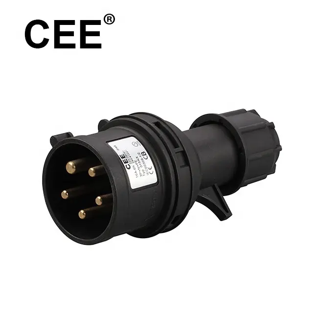 CEE IP44 4P 16A 250V IEC60309 Pin & Sleeve black industrial plug & socket 4 pin