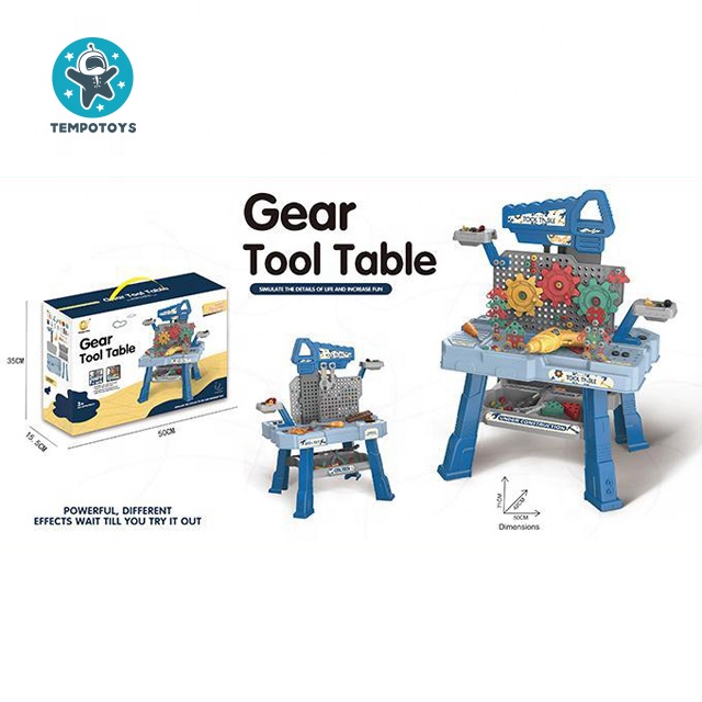 Tempo Toys 2022 New Plastic Tool Table Workbench Toy Play Set Suitcase Brinquedo Tool Kit Preschool jugetes pretend play toys