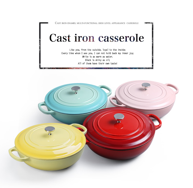 round cast iron enamel big seafood cooking dinner cookware cooker large soup pots casseroles-30cm