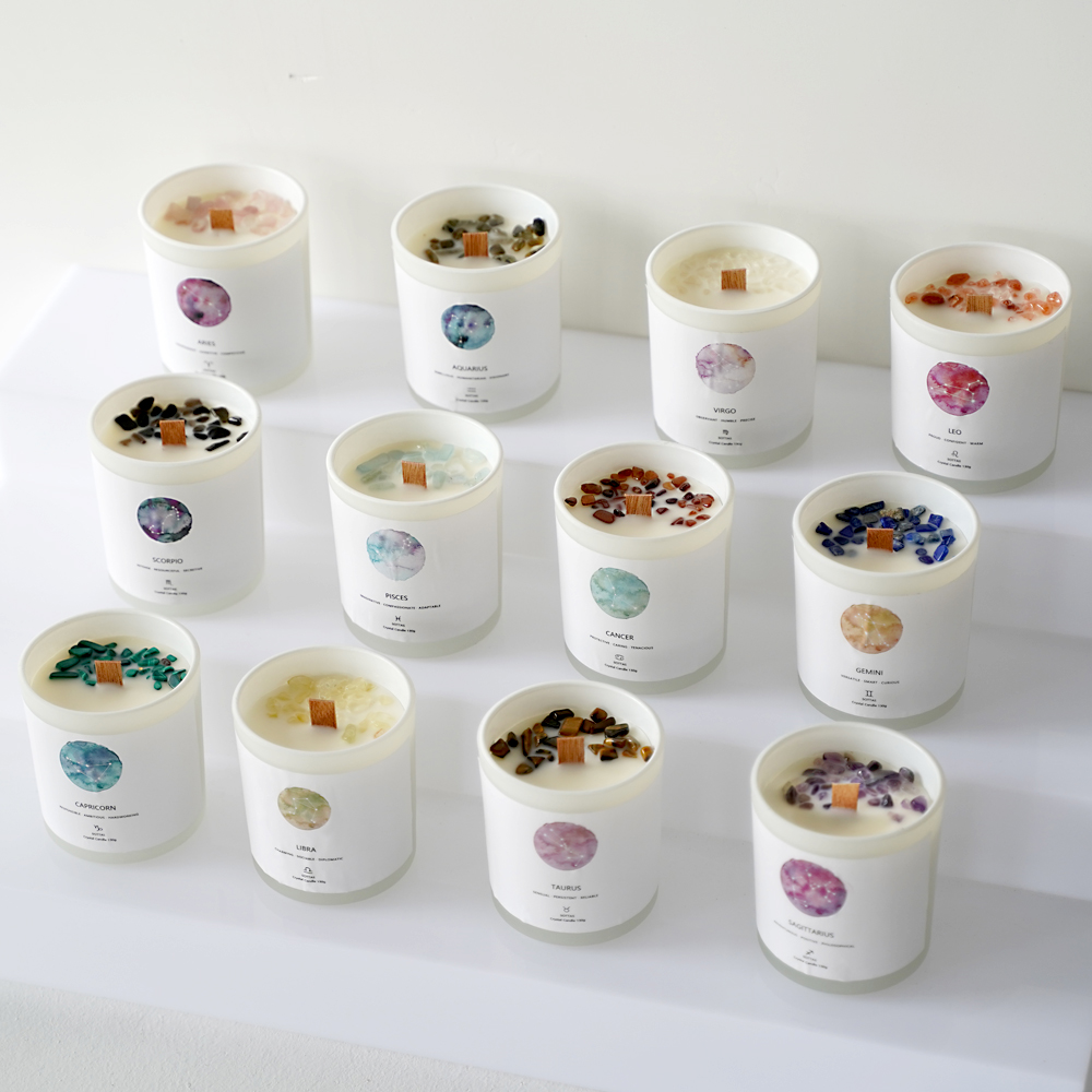 CBD Luxury crystal candle zodiac velas scented candle wedding gift home deco Private Label healing candles