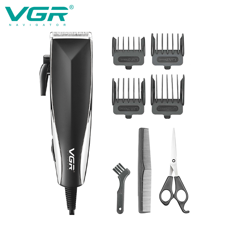 Профессиональная машинка для стрижки волос Vgr V033, электрический шнур 2500 мАч, мощная машинка для стрижки волос, триммер для волос черного цвета