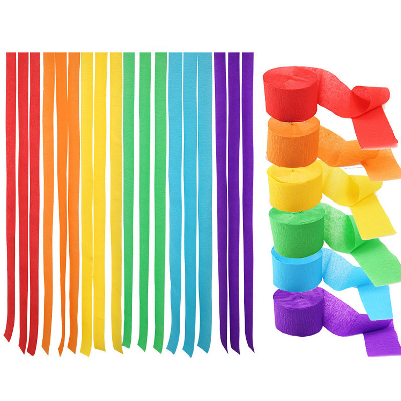 250cm *10/15/25/50cm Colored Crepe Paper Roll Origami Crinkled Crepe Paper Flower Gift Craft Wrapping Wedding Party Decoration