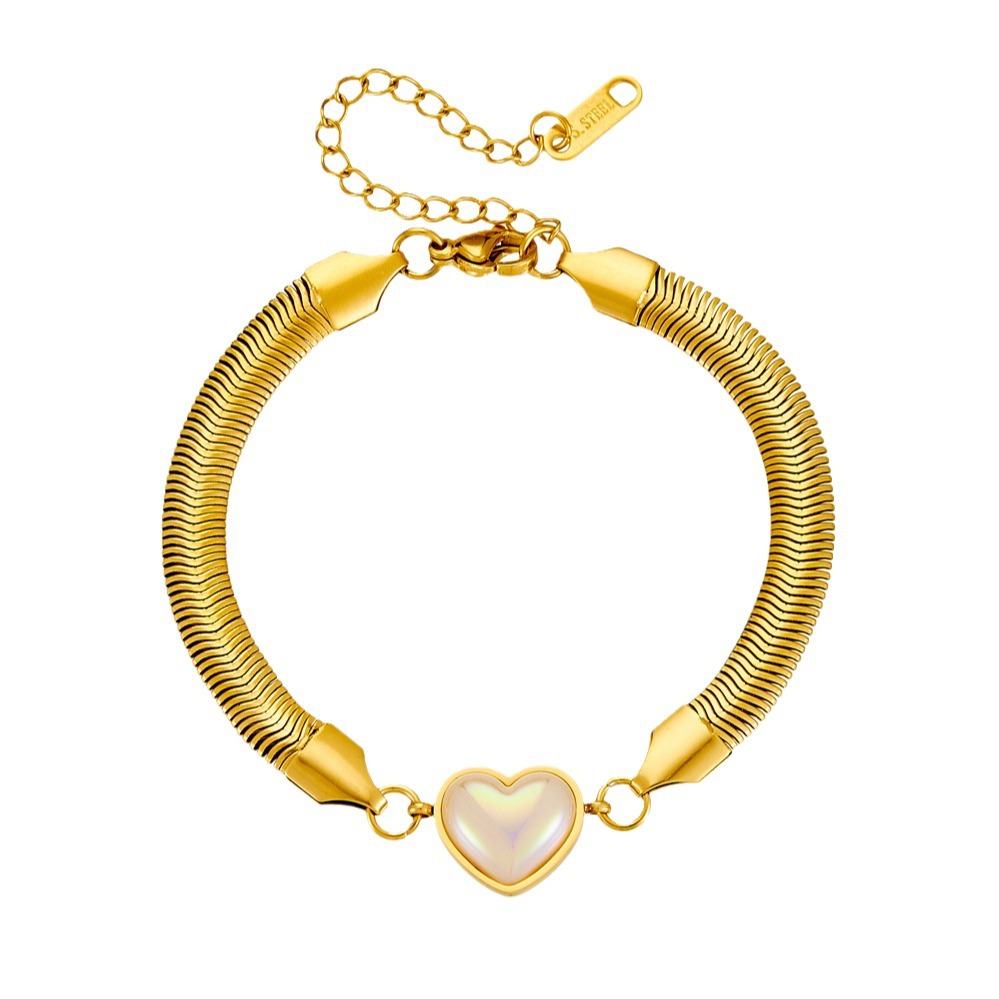 European and American Titanium Steel 18K Furnace Vacuum Plating Bracelet Turquoise Lucky Tree Frosted Peach Heart Wrist Ring