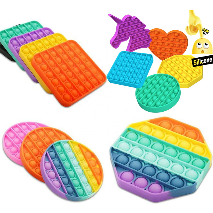 Custom Autism Stress Relief Stress Reliever Simple Dimple Sensory Silicone Fidget Toy Set Popit Push Pop Bubble