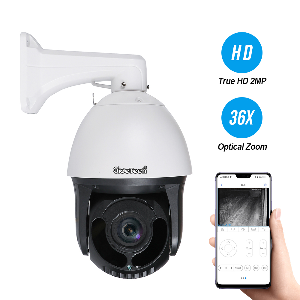 Купольная IP-камера JideTech 1080P 36X PTZ для видеонаблюдения с поворотом на 360 градусов