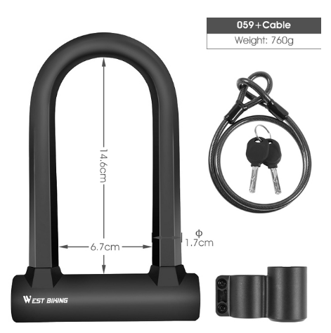 hot sales Bike U-lock Steel MTB Road Anti-theft Heavy Duty Security Bicycle Lock With Cable