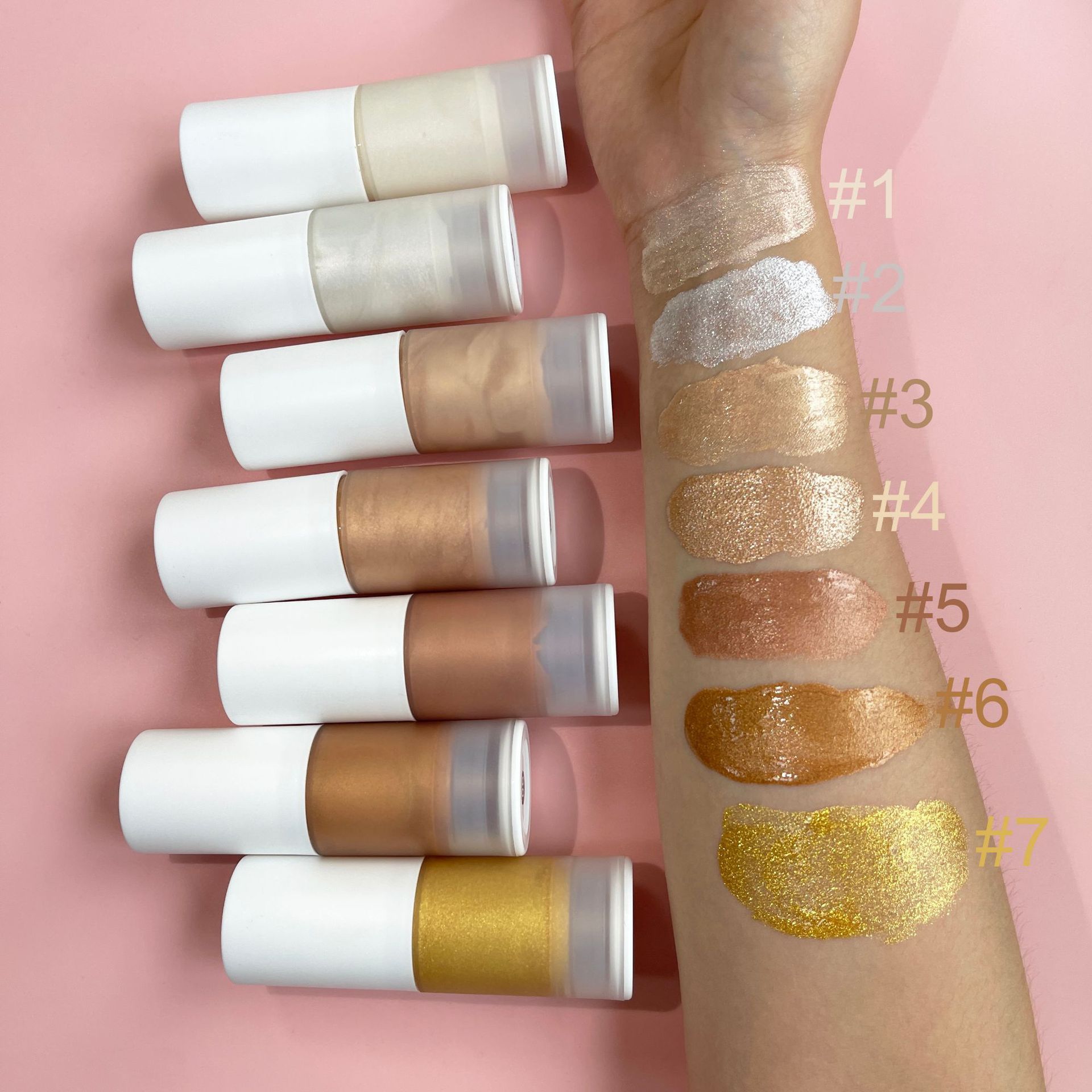 Wholesale Private Label Face Shimmer Cream Makeup Body Glitter Oil Liquid Highlighter 30ml Brightening Glow Highlighter