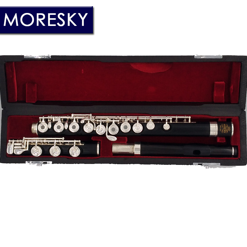 MORESKY 17 Holes ebony flute Open Hole silver Plated E key Natural ebony wood Professional flute