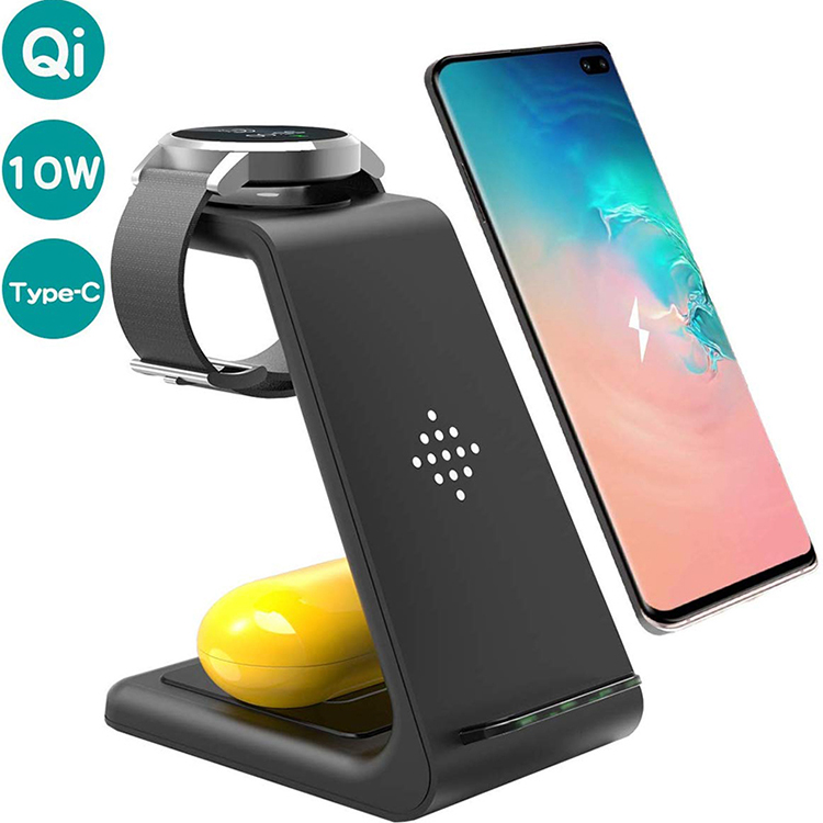 10 Вт Быстрая Зарядка QI T3 Беспроводное зарядное устройство 3 в 1 Зарядная подставка для Samsung телефон часы Galaxy Bud
