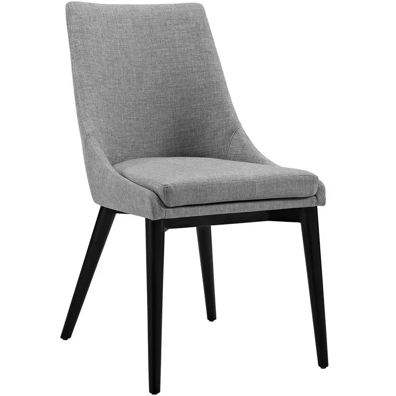 Mid-century Grey Fabric Upholstered Slope Leg Dining Chair