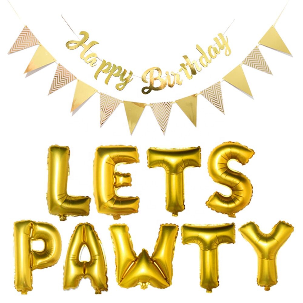 amazon dog birthday party supplies woof letter balloons paw print balloons pet birthday hat banner