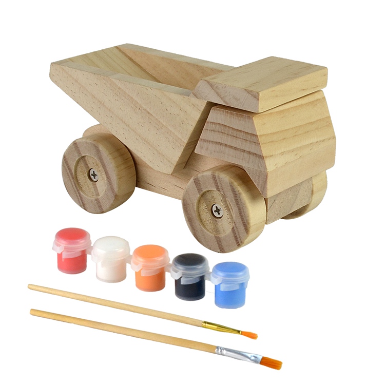 Деревянный diy Грузовик собрать краску игрушка для детей