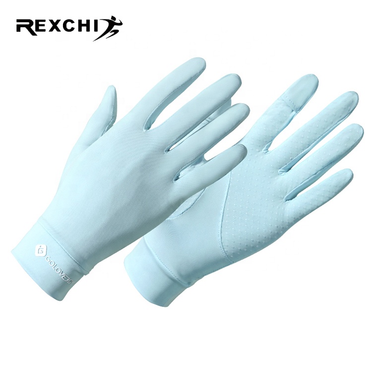 REXCHI XG48 Wholesale Silk Touchscreen Outdoor Full Finger Riding Ladies Summer UV Protection Gloves Driving Gloves Women