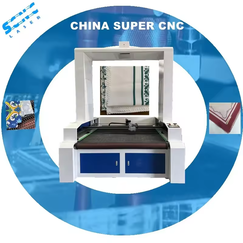 Supercnc galvo fabric scarves skirts curtains tablecloth cutter laser cutting machine for hijab