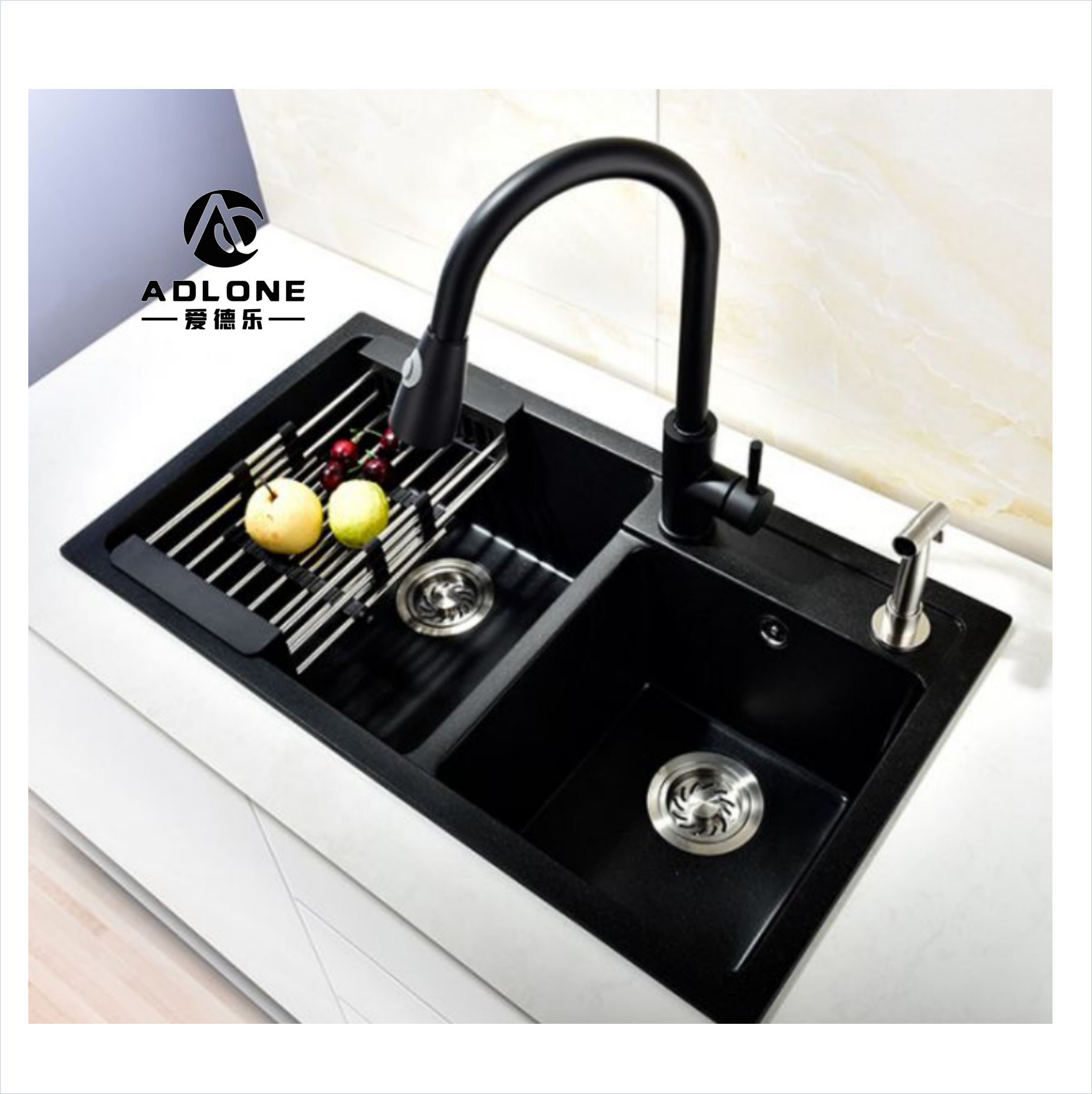 Factory Composite Quartz kitchen sink  black kitchen sinks workstation granite double bowl popular kitchen sink