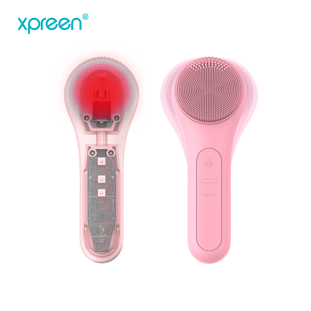 Facial cleansing brush pink hot cold ultrasonic facial cleansing brush