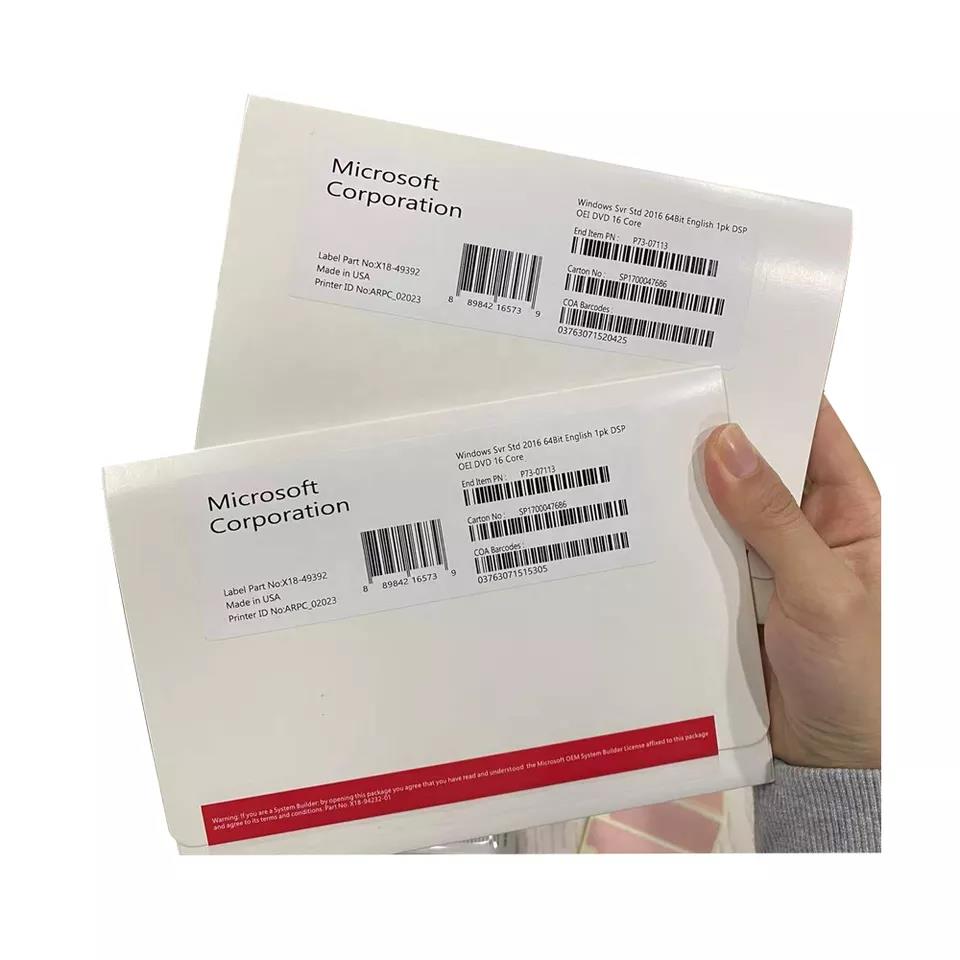Высокое Качество бесплатная экспресс-доставка DHL Win Server 2016 стандарт 16 Core Dvd ключ продукта глобальная онлайн Активация