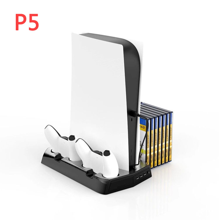 Вертикальная подставка для зарядки с охлаждающим вентилятором для PS5, аксессуары для оригинального контроллера с выдвижным кронштейном для хранения, игровые коробки