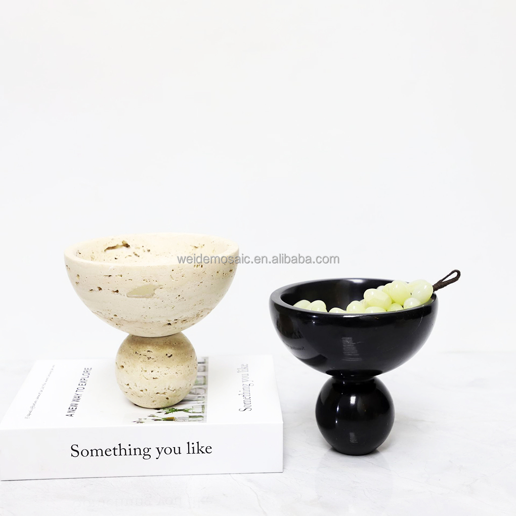 Natural marble vase customized high waist desktop ornament marble decorations travertine vase M Size Stone Vases