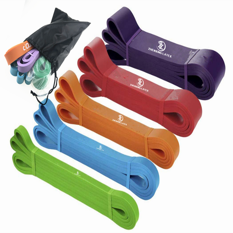 Danyang zhenxing 100% natural latex fitness accessories stretch sports elastic loop band customized resistance bands