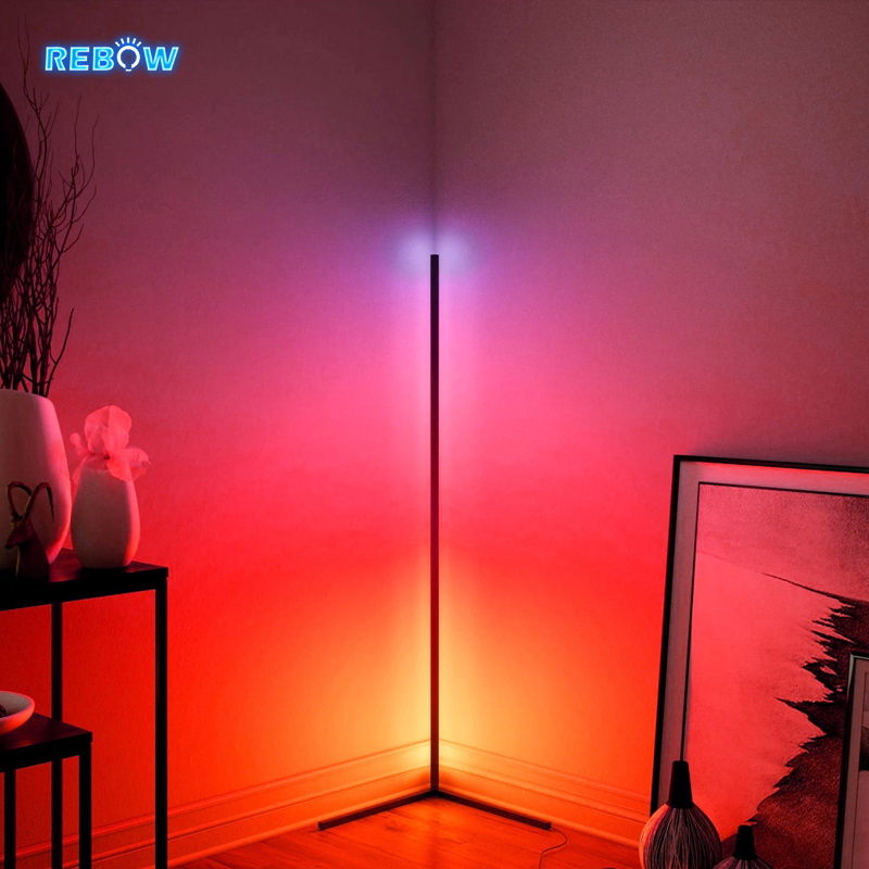 Rebow Прямая поставка люстра белый rgb угловой современный стоящий светодиодный напольный светильник штатив