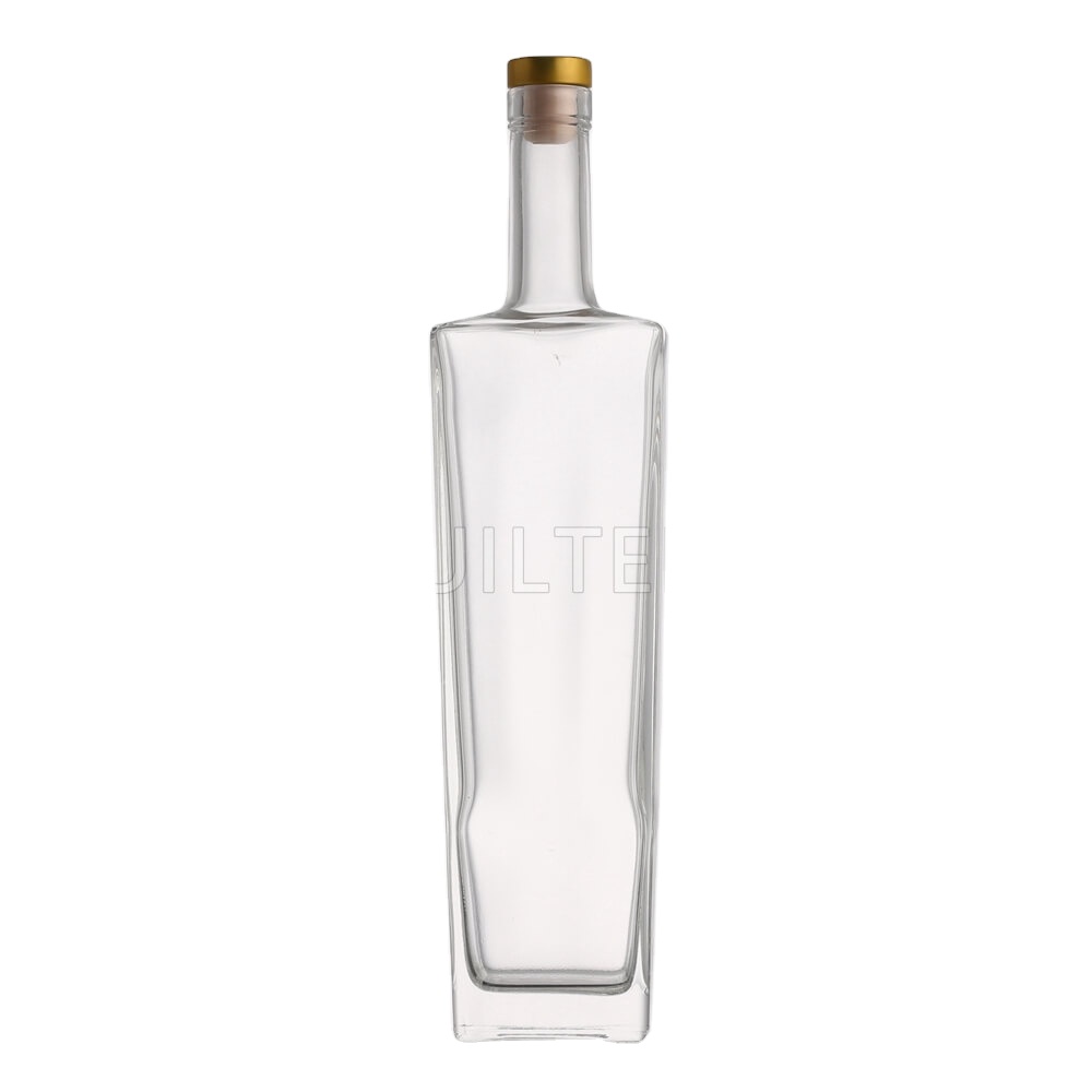 750 ml Square Spirit Liquor Bottle 750ml Gin Whiskey Wine Vodka Glass Bottle for Brandy Rum with Synthetic Cork