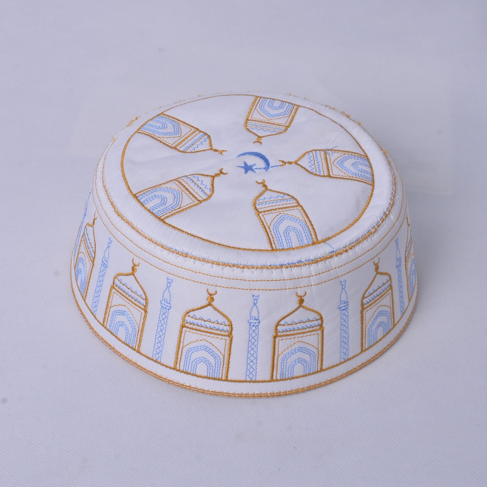 Egyptian Turkish Arabic Mans Fashionable Embroidery Yellow White Muslims Pray Caps